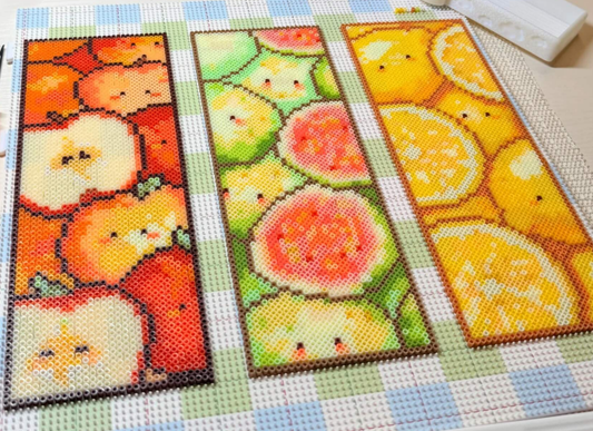 Cute fruit bookmark fuse bead patterns made with 2.6mm mini Perler beads