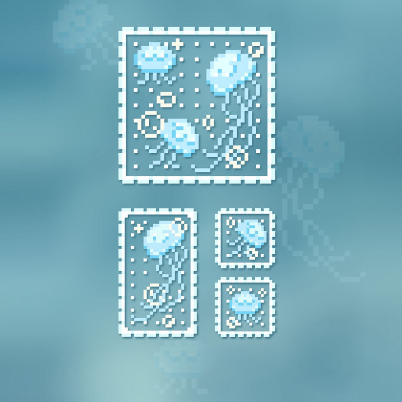 Jellyfish perler bead pattern made with 2.6mm mini beads