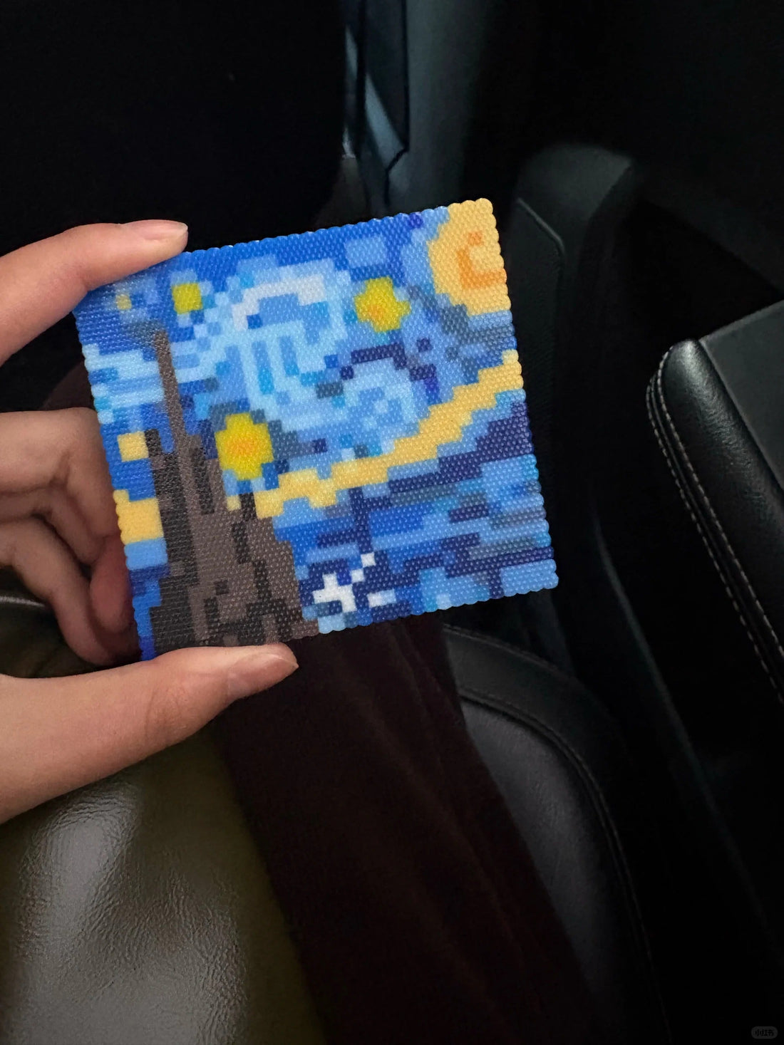 Starry Night Van Gogh perler bead pattern made with 2.6mm mini beads