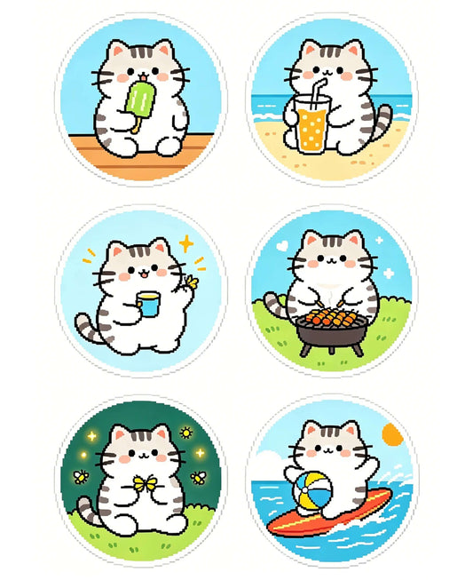 Playful cat coaster fuse bead pattern - customizable mini Perler bead design