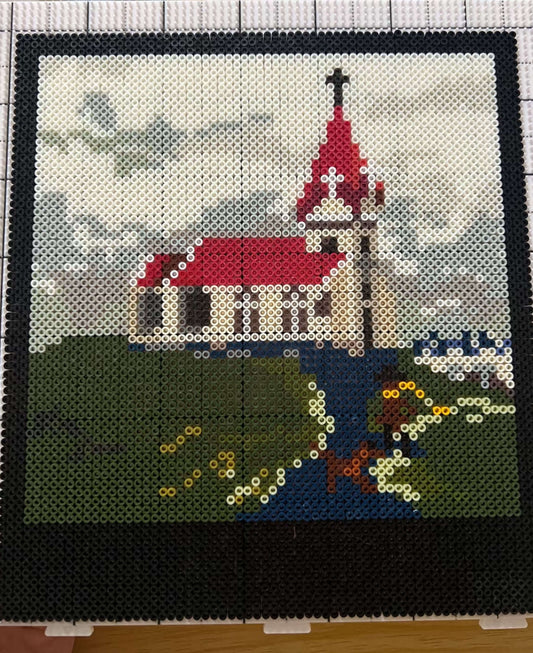 Fuse bead landscape pixel art made with 2.6mm mini Perler beads