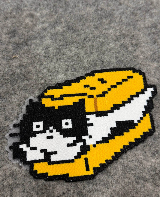 Cute cat in bread pixel art pattern made with 2.6mm mini perler beads