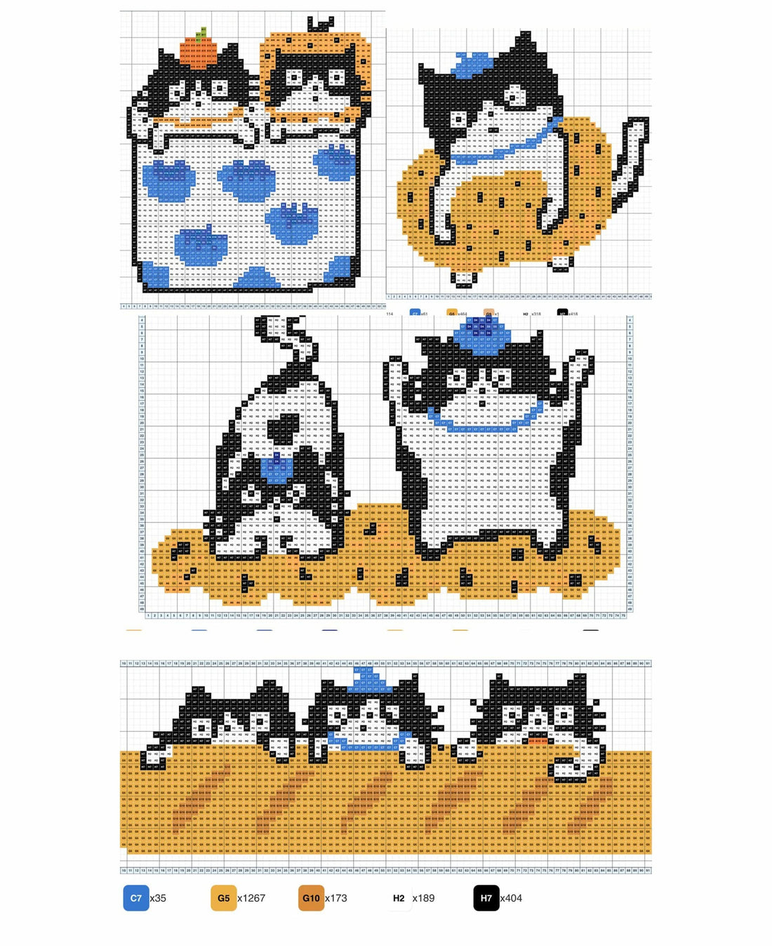 Bread cat pattern set made with 2.6mm mini perler beads by FusePix