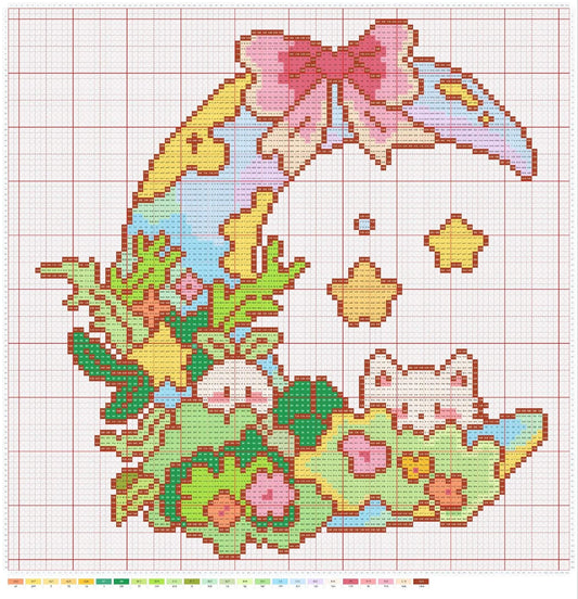 Cute cat flower wreath pattern made with 2.6mm mini perler beads by FusePix