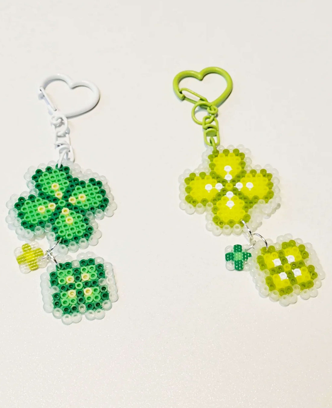 Four-leaf clover charm pattern made with 2.6mm mini perler beads by FusePix