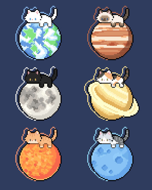 Cat planet coaster pixel art perler bead pattern with soft pastel colors