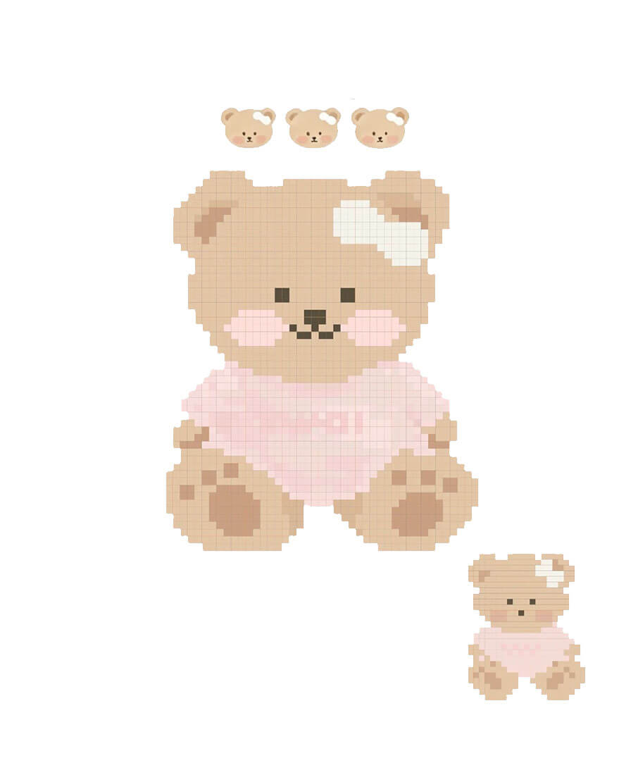 Adorable little bear pixel art pattern made with 2.6mm mini perler beads