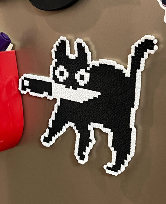 Mischievous ninja cat pixel art pattern made with 2.6mm mini perler beads