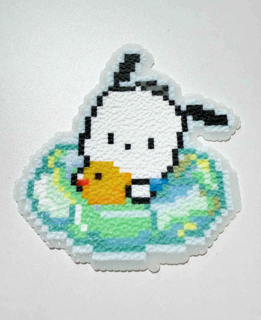 Summer pool float puppy pattern made with 2.6mm mini perler beads by FusePix