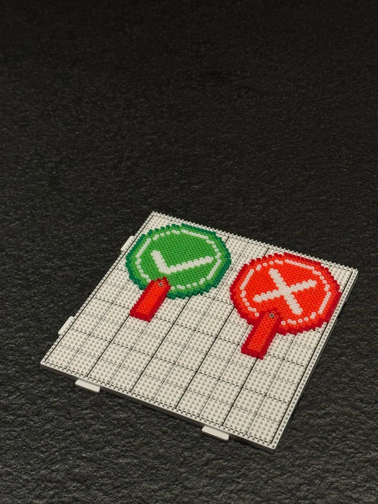 Right or wrong sign paddle pixel art bead pattern for FusePix 2.6mm mini beads