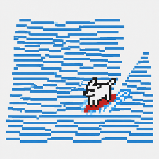 Surfing puppy pixel art bead pattern for FusePix 2.6mm mini beads