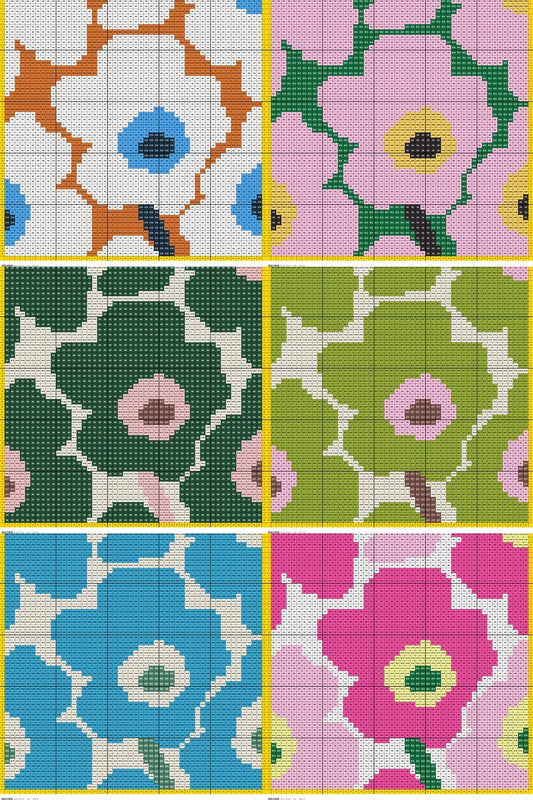 Retro style coaster pattern made with 2.6mm mini perler beads by FusePix