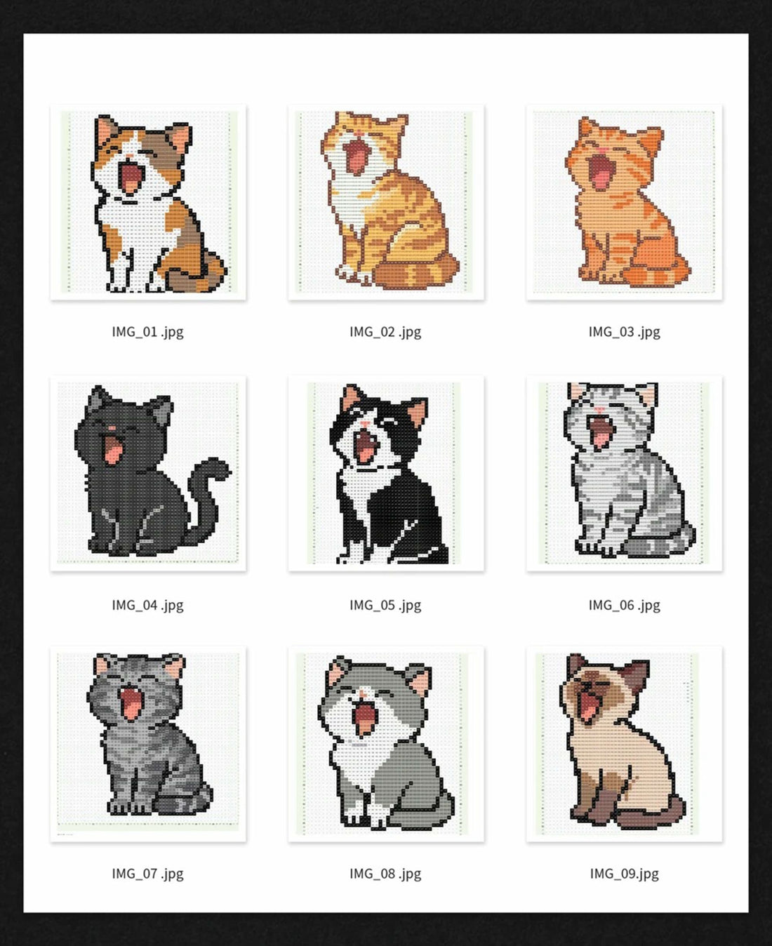 Sleepy yawning cat pattern made with 2.6mm mini perler beads by FusePix