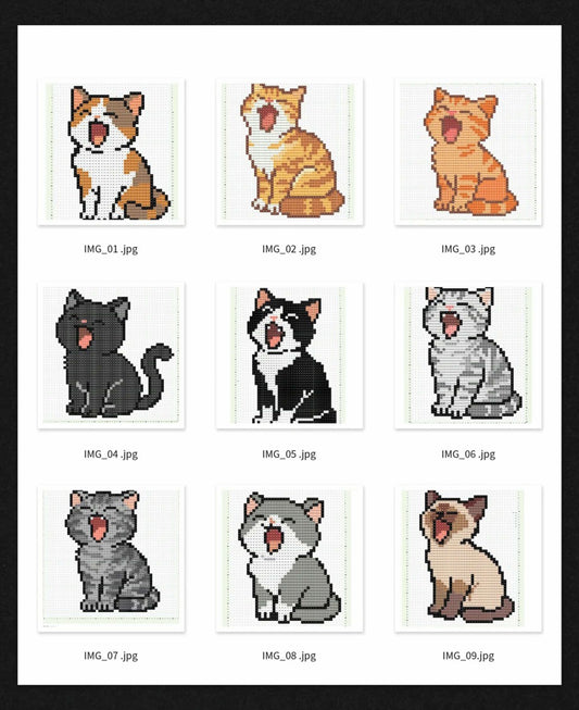 Sleepy yawning cat pattern made with 2.6mm mini perler beads by FusePix
