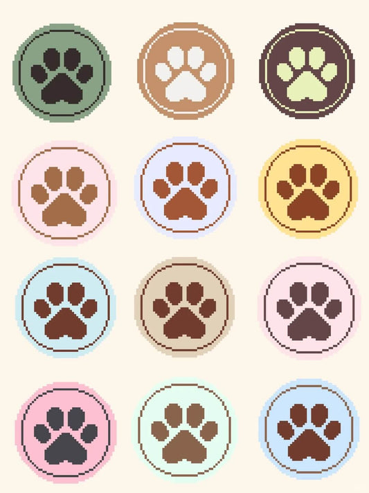 Cute dog paw coaster fuse bead pattern made with 2.6mm mini Perler beads