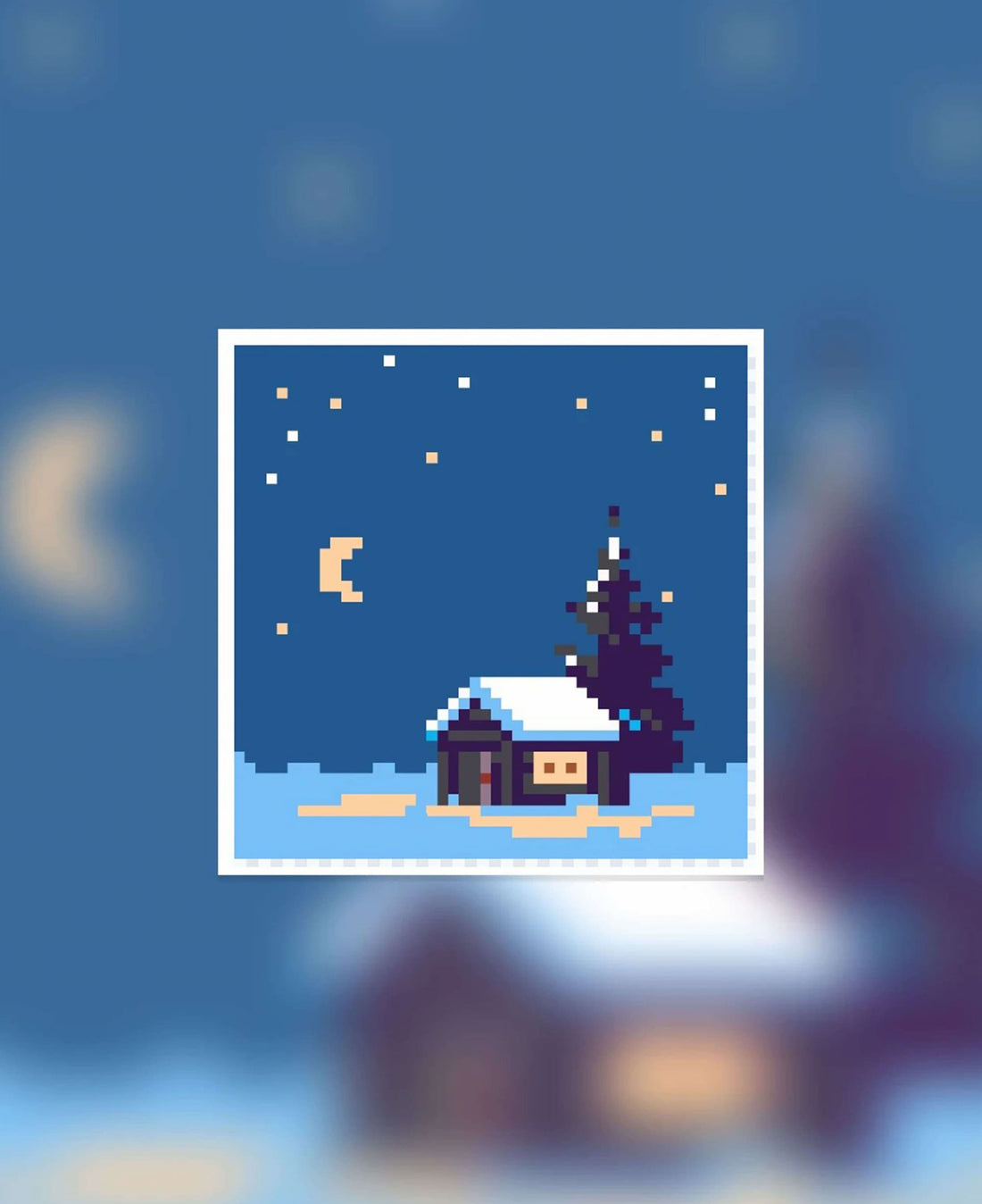 Winter snow scene pattern made with 2.6mm mini perler beads by FusePix