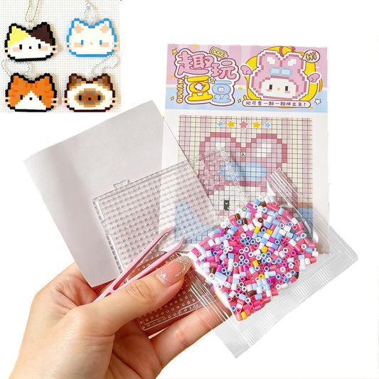 Mini Pixel Art Bead Kit (10-Pack) – Kawaii DIY Craft Set for Beginners