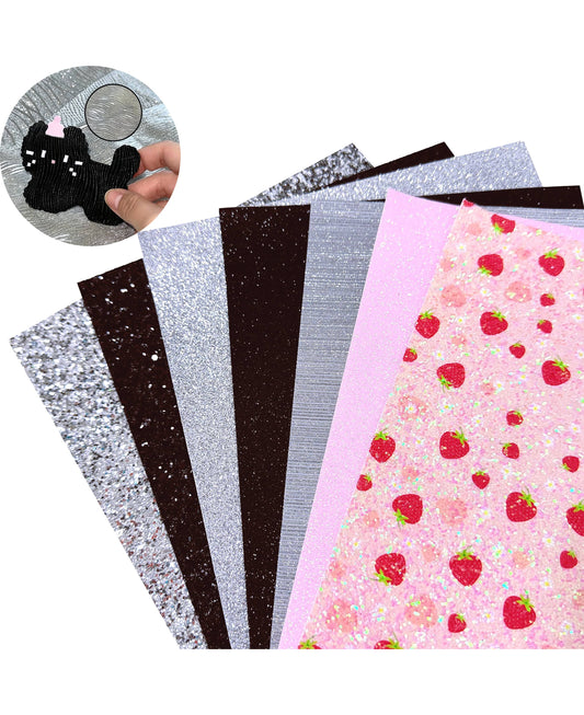 Glitter Iron-on Base Sheets for 2.6mm Pixel Art (7-Pack) – Shimmer Backing Finish (20×30cm)