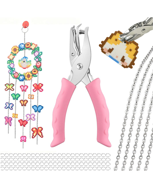 Pixel Art DIY Keychain & Jewelry Making Kit – Complete Craft Set with Hole Puncher