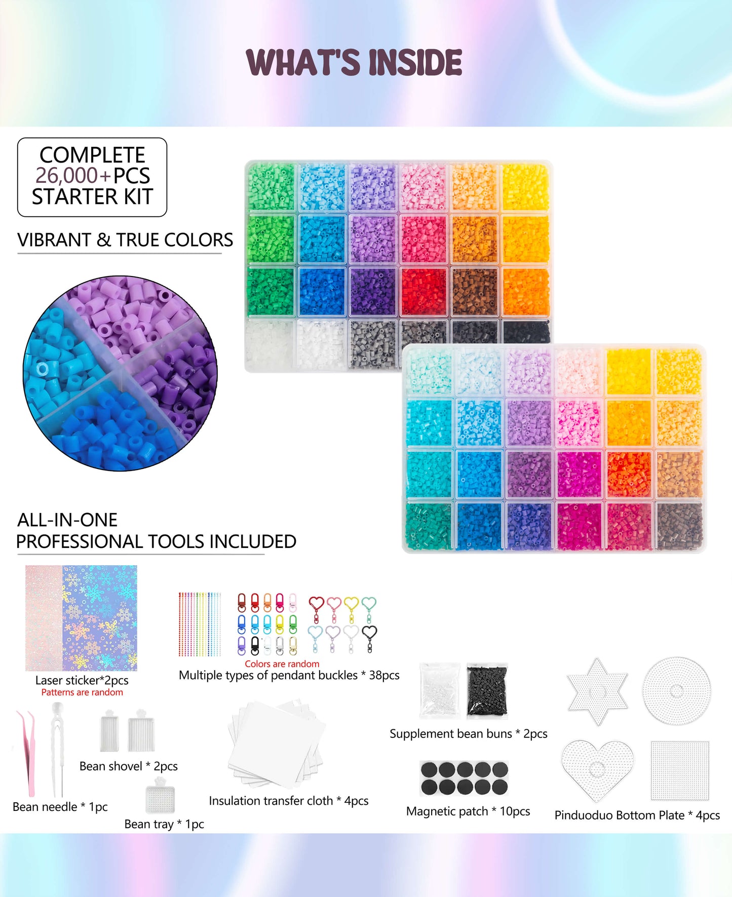 Fusepix 2.6mm Mini Bead Kit: 48 Colors, 26kpcs & Tool Set
