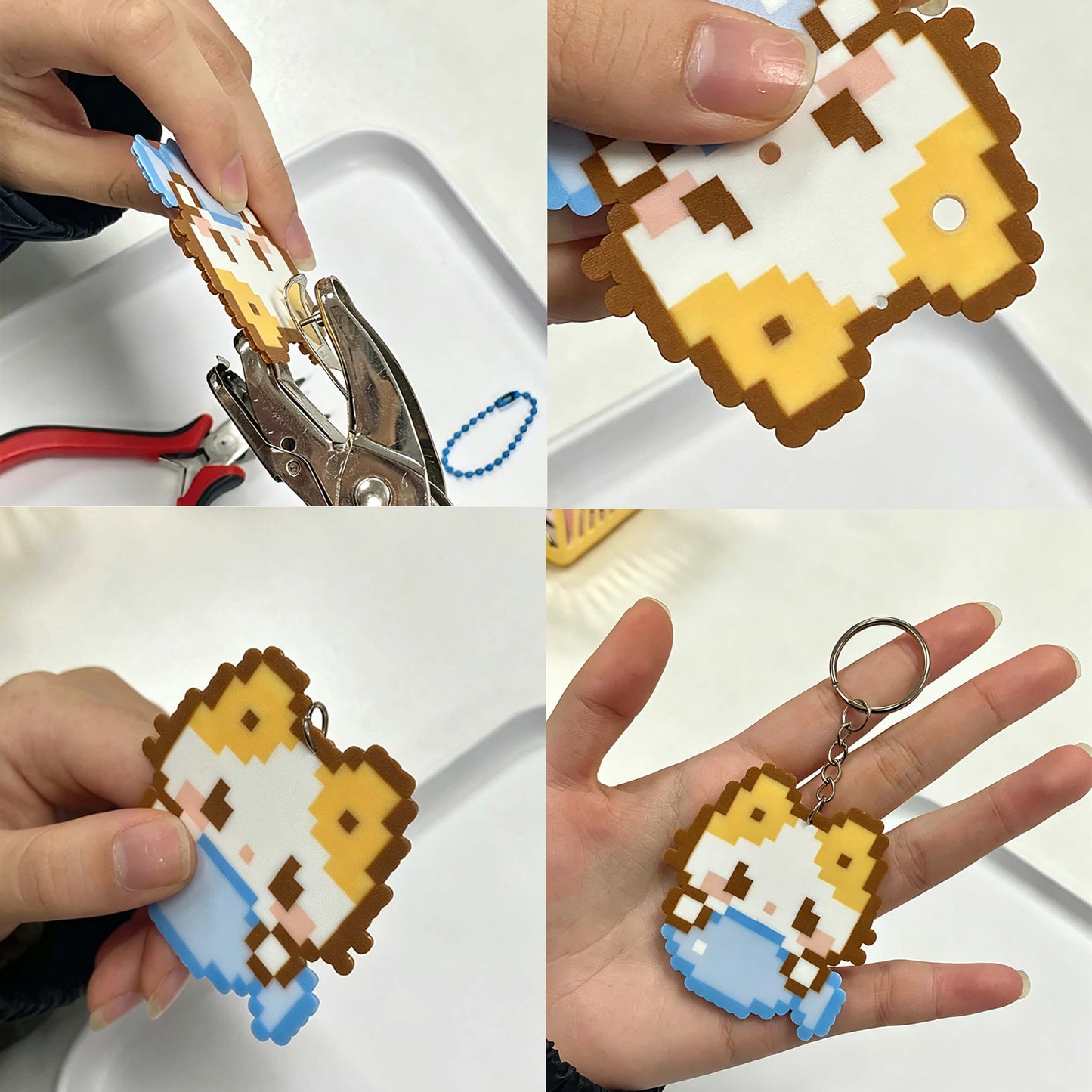 Pixel Art DIY Keychain & Jewelry Making Kit – Complete Craft Set with Hole Puncher