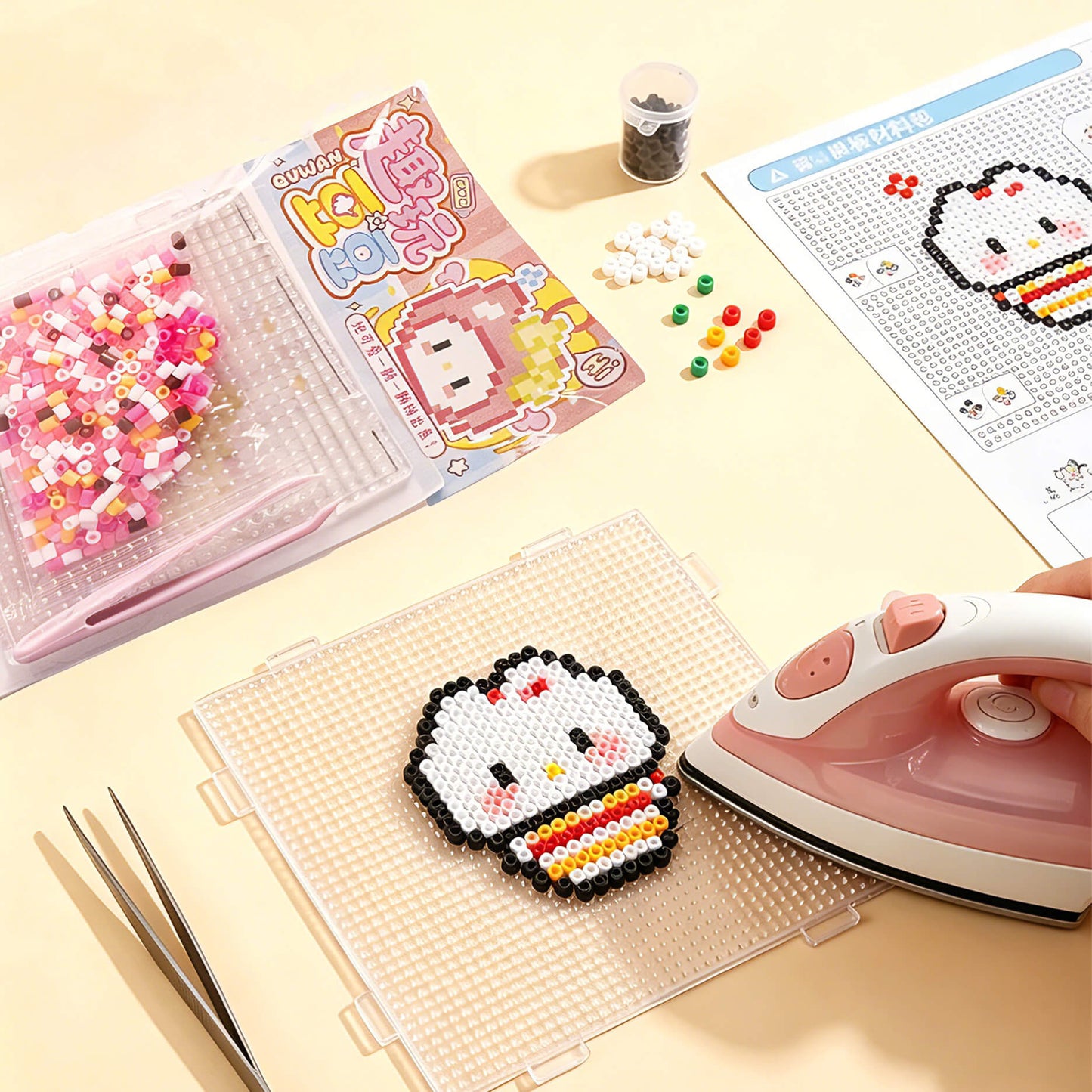 Mini Pixel Art Bead Kit (10-Pack) – Kawaii DIY Craft Set for Beginners